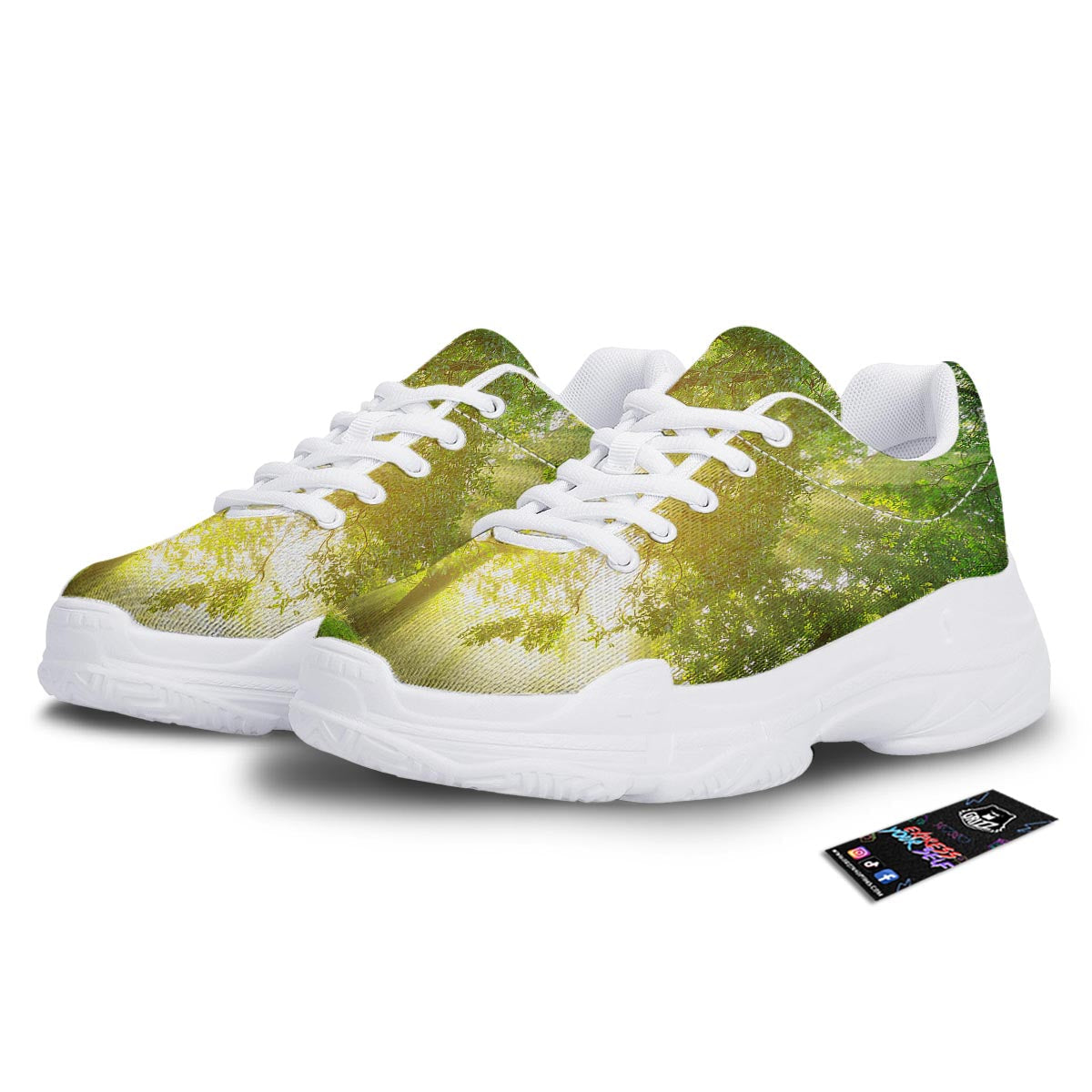 Forest Sunrise Print White Chunky Shoes-grizzshop