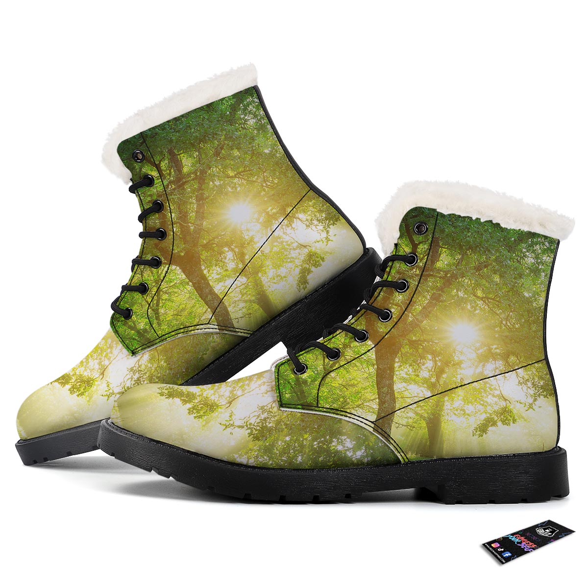 Forest Sunrise Print Winter Boots-grizzshop