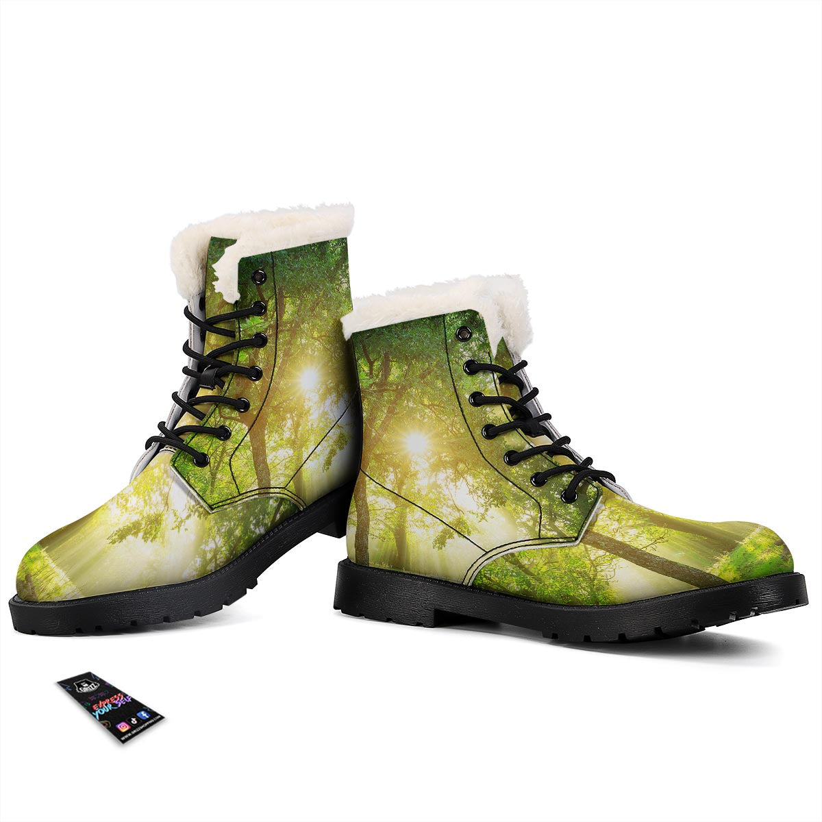 Forest Sunrise Print Winter Boots-grizzshop