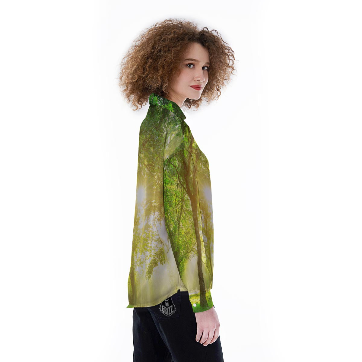 Forest Sunrise Print Women's Long Sleeve Shirts-grizzshop