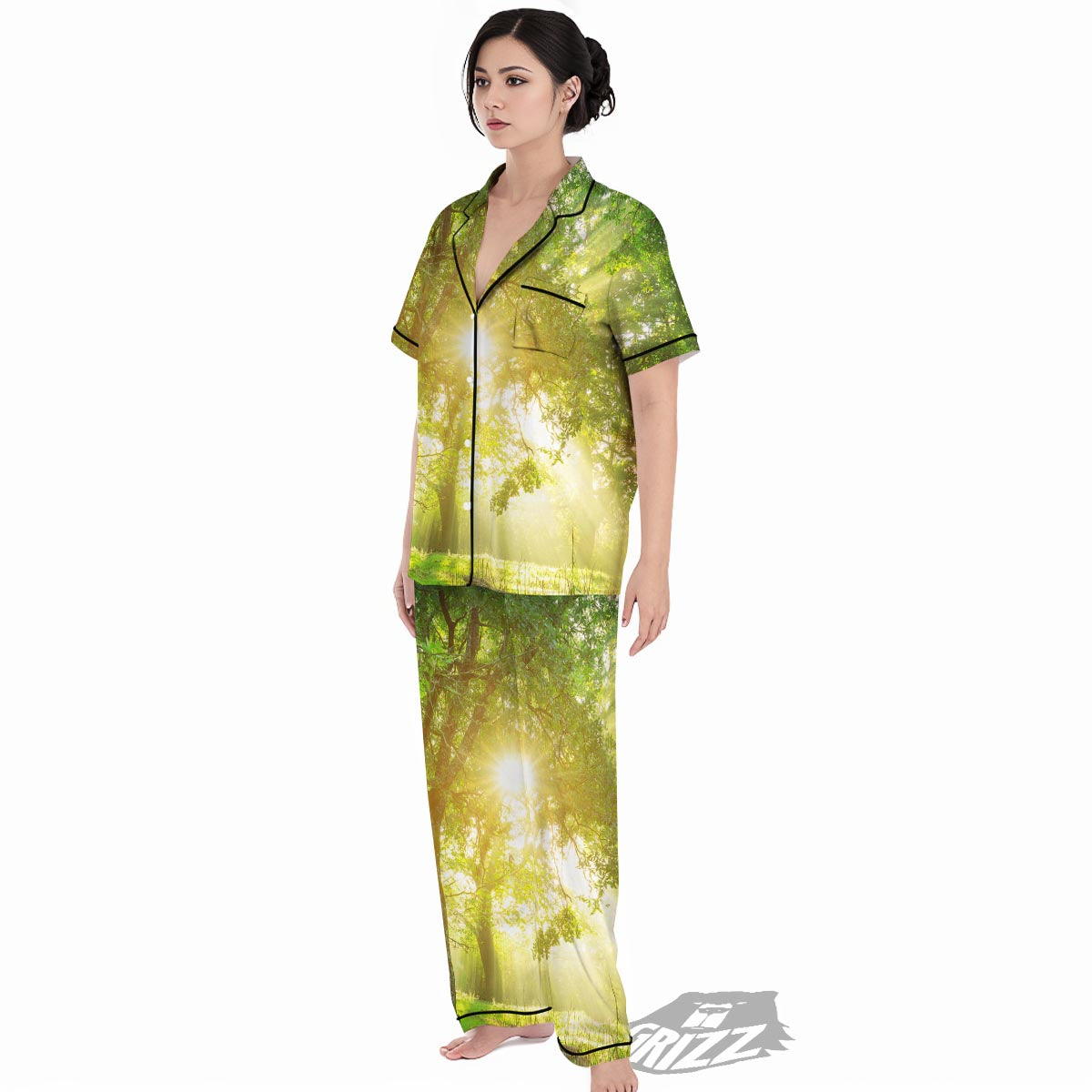 Forest Sunrise Print Women's Pajamas Set-grizzshop
