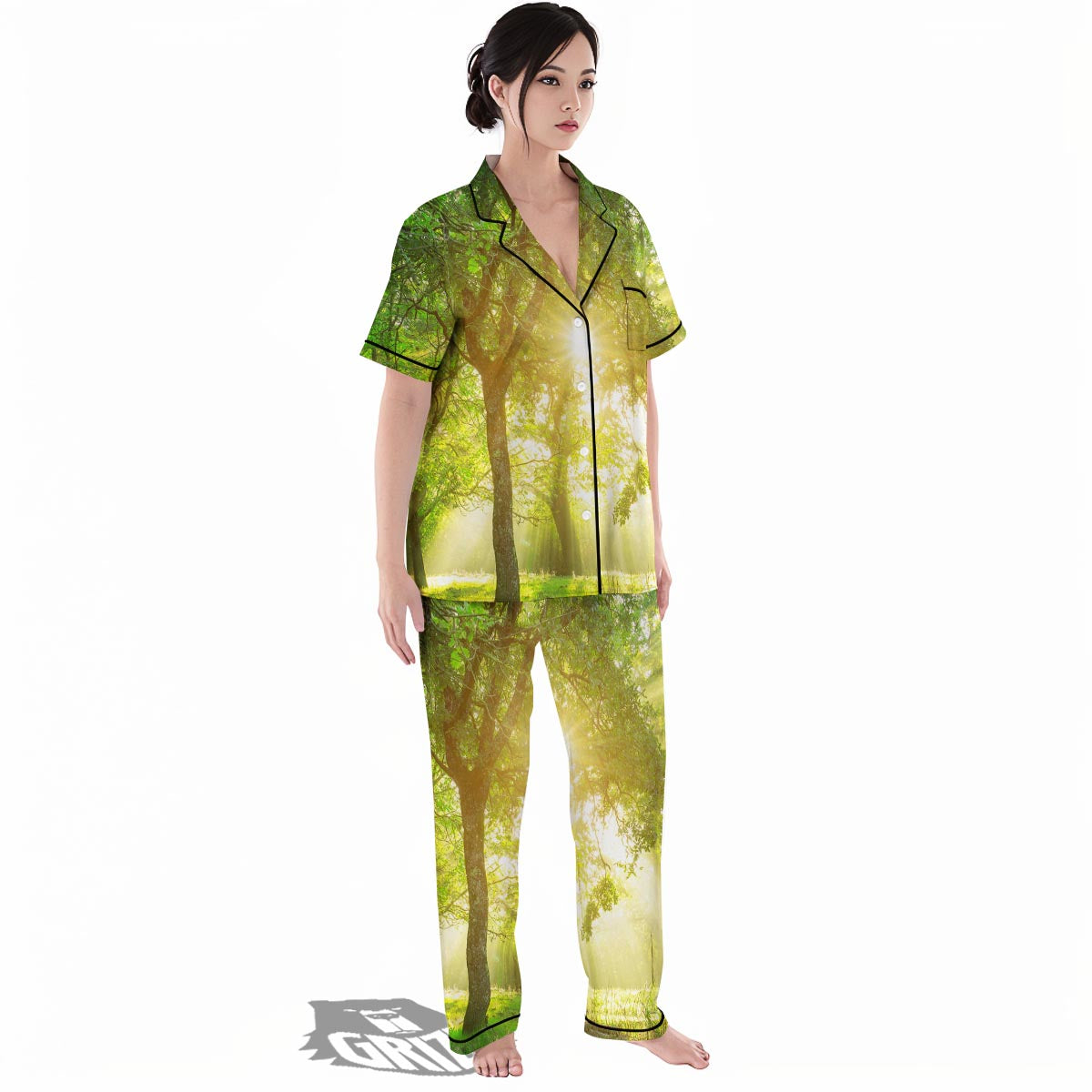 Forest Sunrise Print Women's Pajamas Set-grizzshop