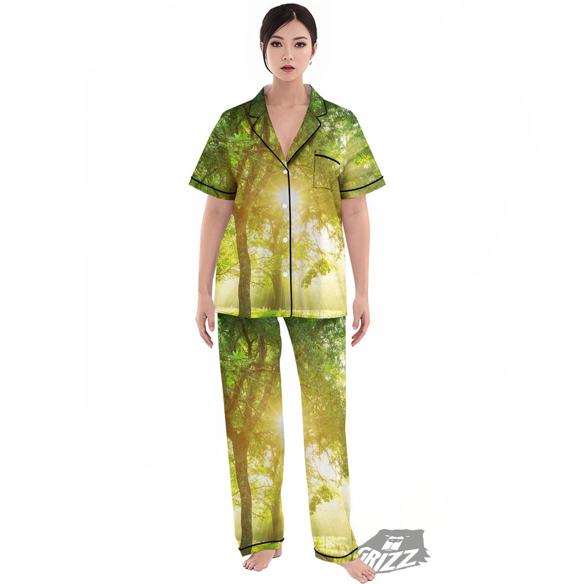 Forest Sunrise Print Women's Pajamas Set-grizzshop