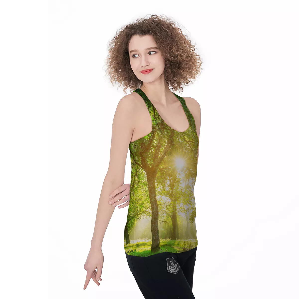 Forest Sunrise Print Women's Racerback Tank Top-grizzshop