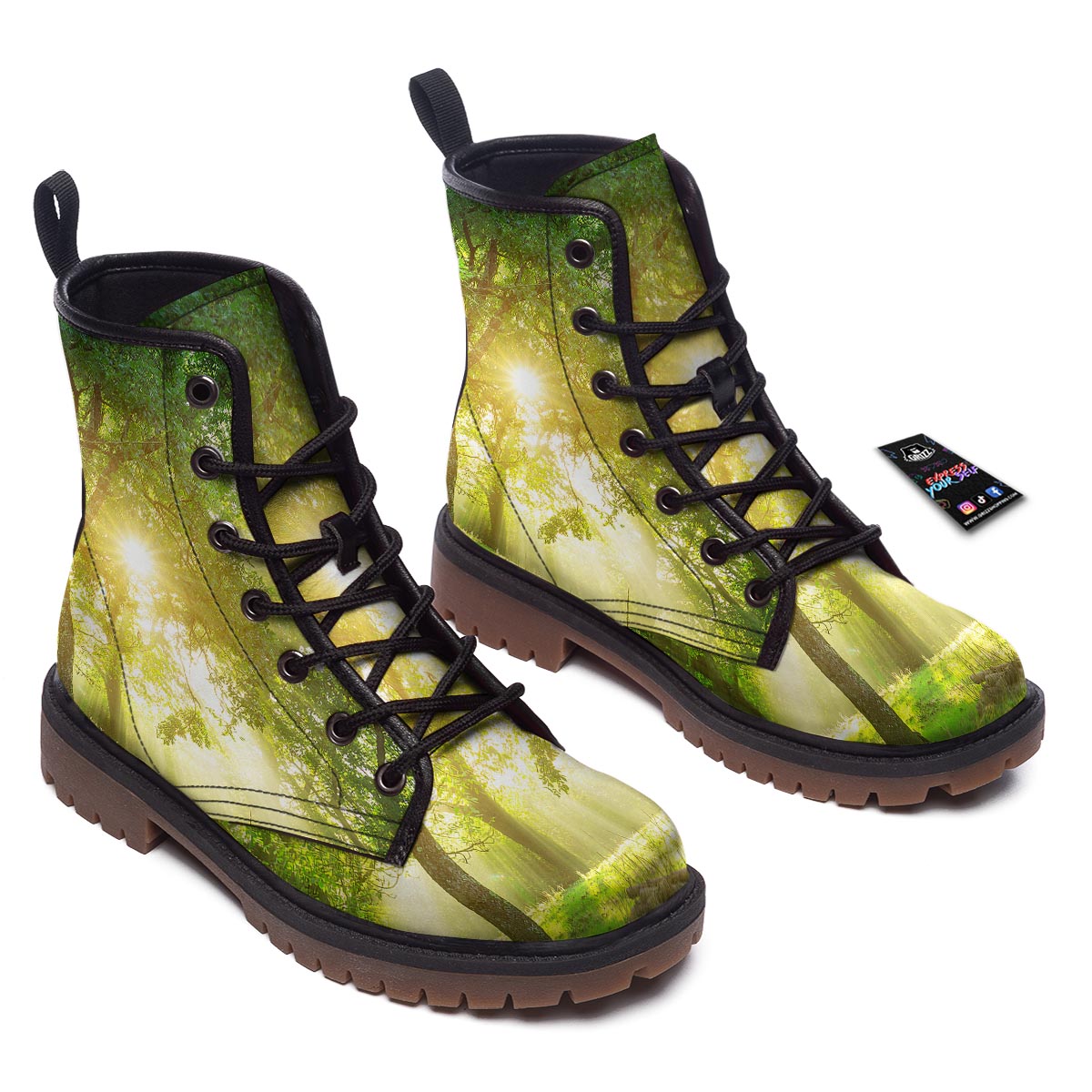 Forest Sunrise Print Work Boots-grizzshop