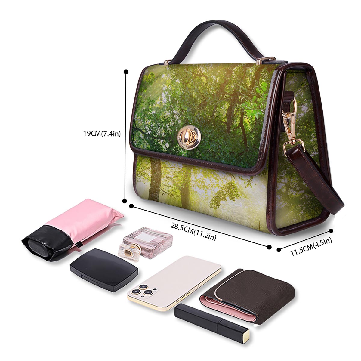 Forest Sunrise Print Women's Satchel Bag
