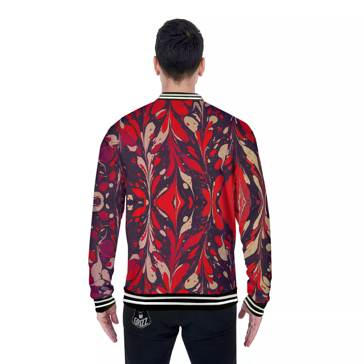 Formed Psychedelic Print Pattern Baseball Jacket-grizzshop