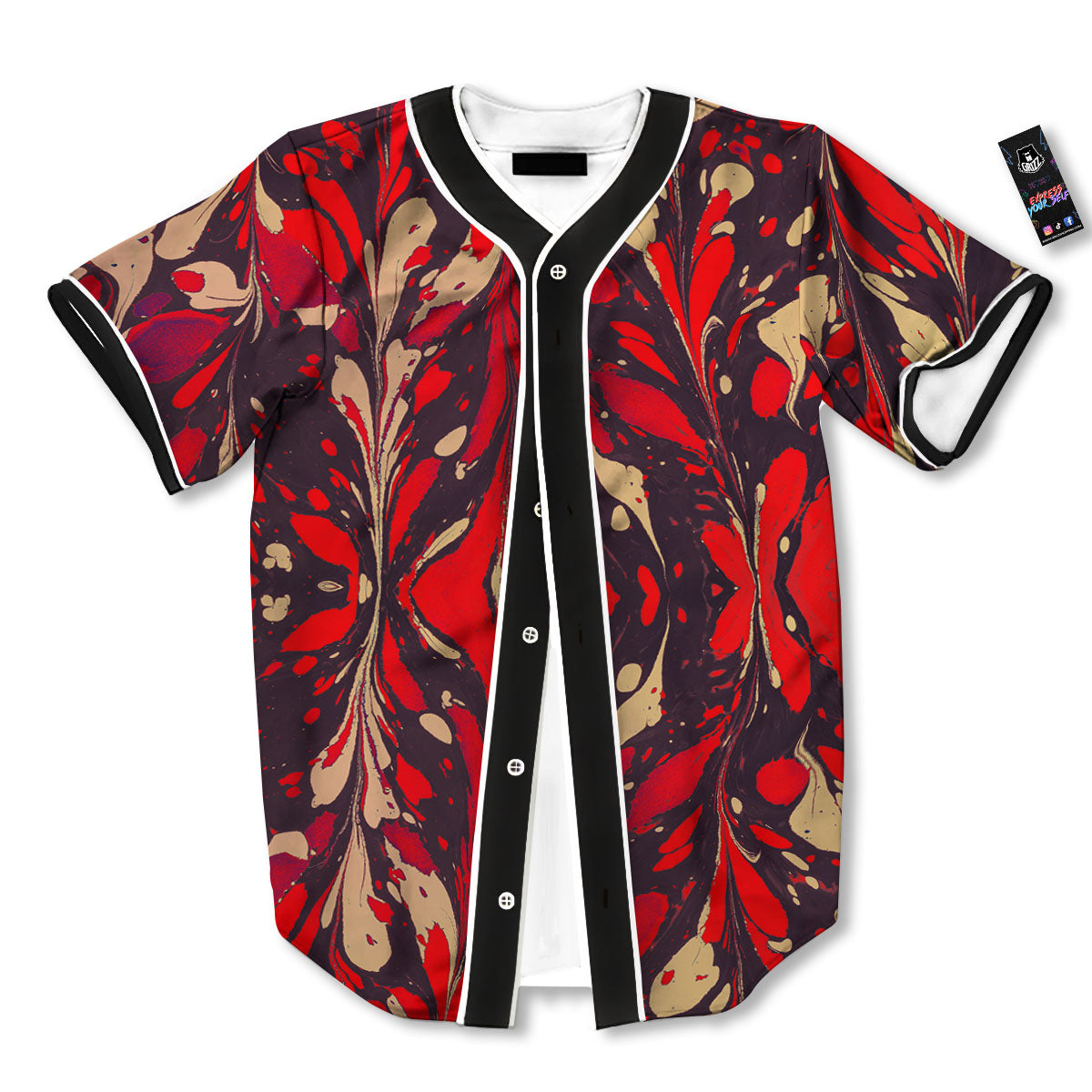 Formed Psychedelic Print Pattern Baseball Jersey-grizzshop