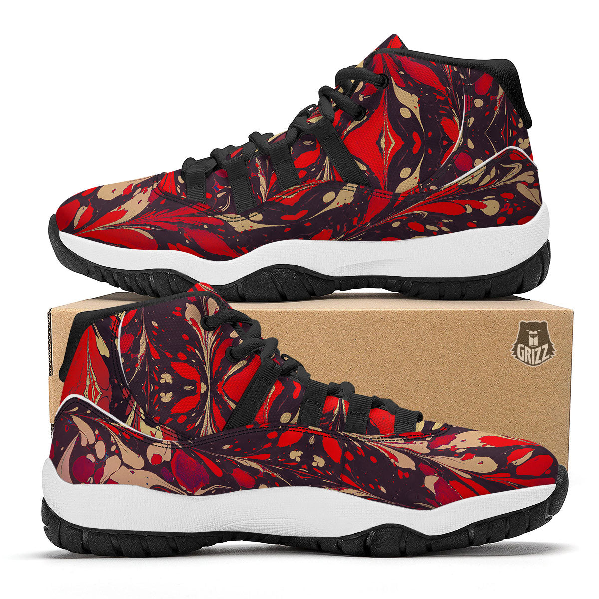 Formed Psychedelic Print Pattern Black Bball Shoes-grizzshop