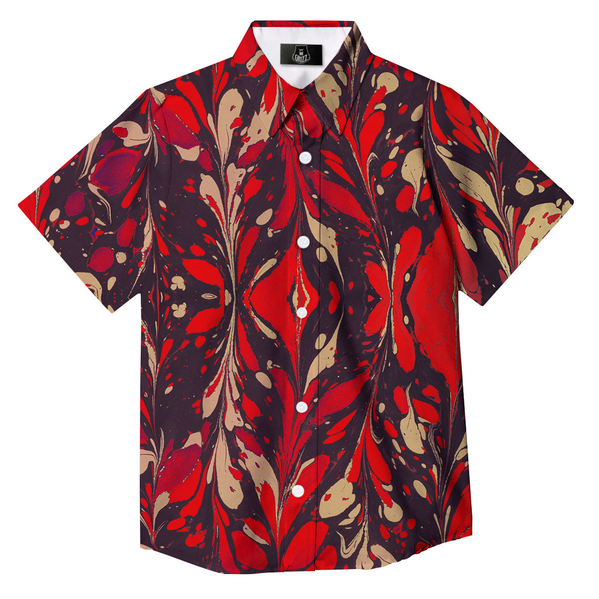 Formed Psychedelic Print Pattern Button Up Shirt-grizzshop