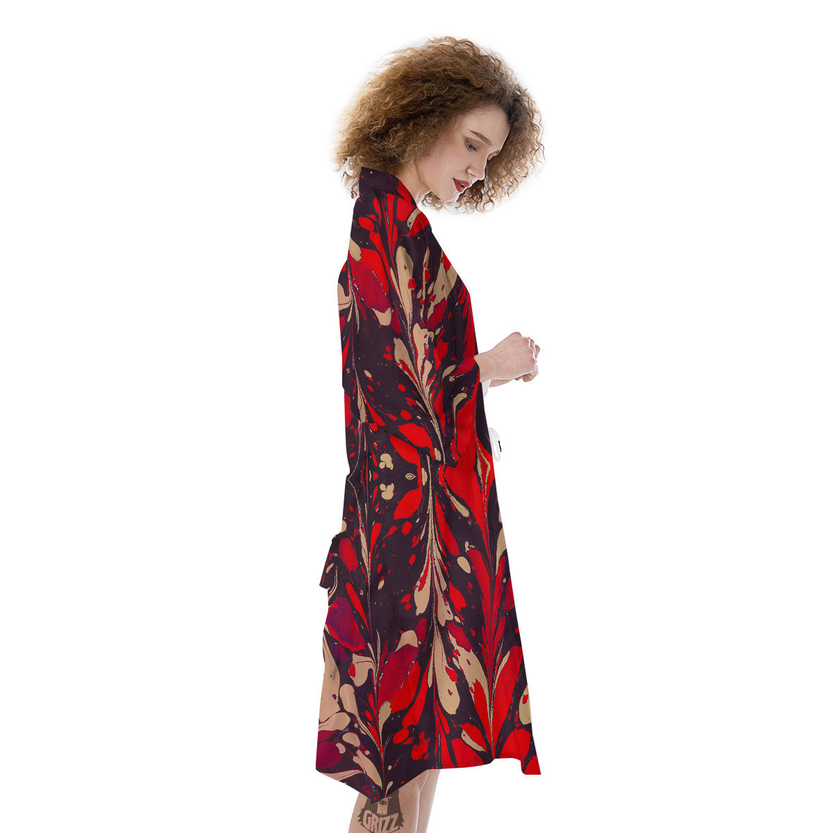 Formed Psychedelic Print Pattern Kimono-grizzshop