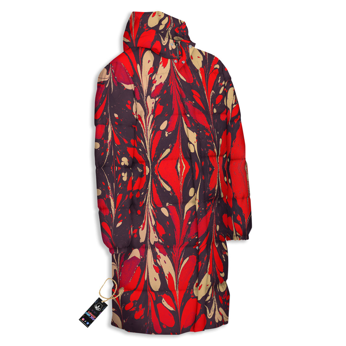 Formed Psychedelic Print Pattern Long Down Jacket-grizzshop