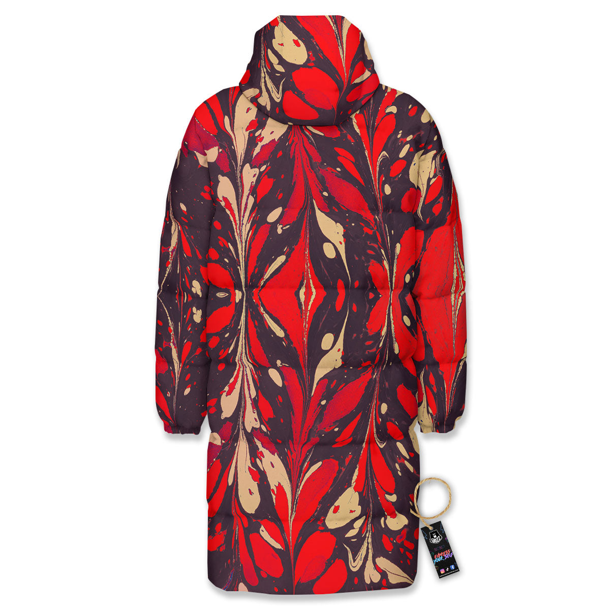 Formed Psychedelic Print Pattern Long Down Jacket-grizzshop