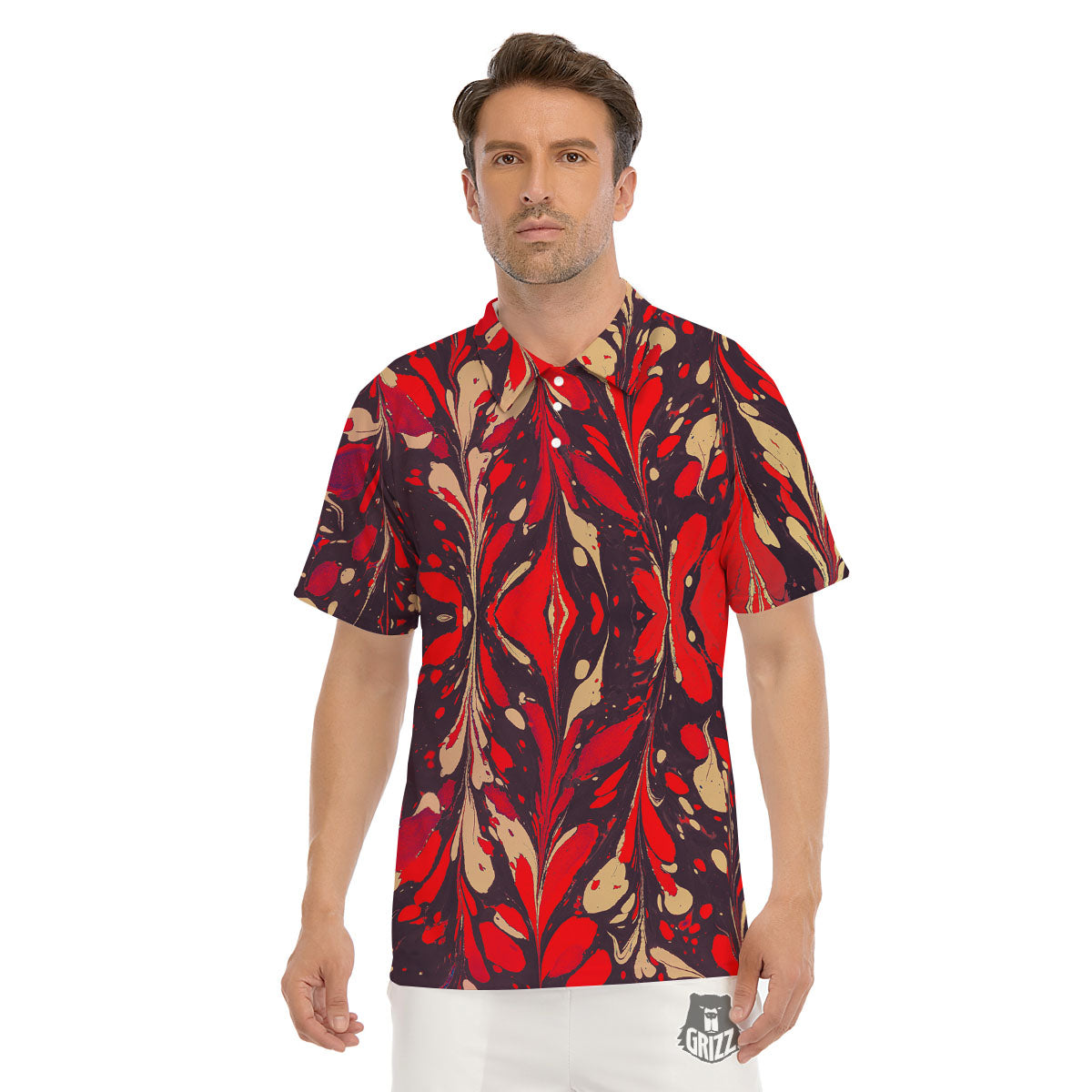 Formed Psychedelic Print Pattern Men's Golf Shirts-grizzshop