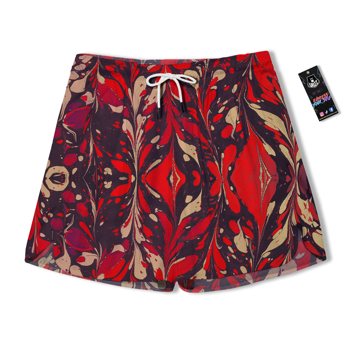 Formed Psychedelic Print Pattern Men's Running Shorts-grizzshop