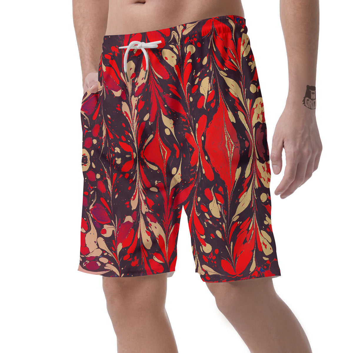 Formed Psychedelic Print Pattern Men's Shorts-grizzshop