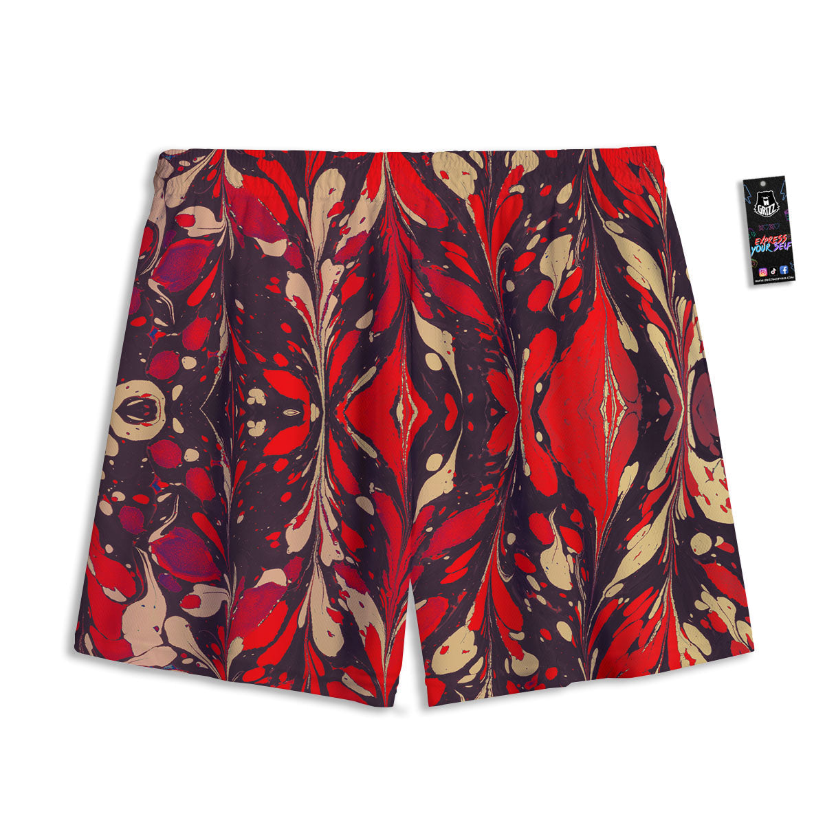 Formed Psychedelic Print Pattern Mesh Shorts