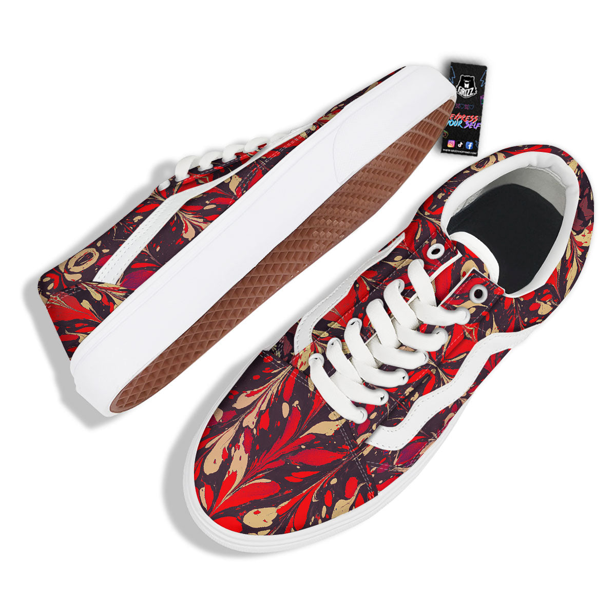 Formed Psychedelic Print Pattern Skate Shoes-grizzshop
