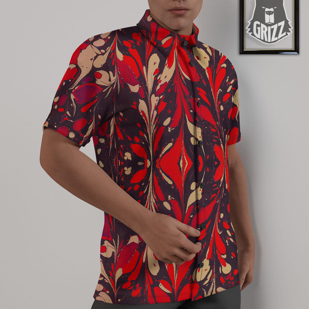 Formed Psychedelic Print Pattern Untucked Shirts-grizzshop