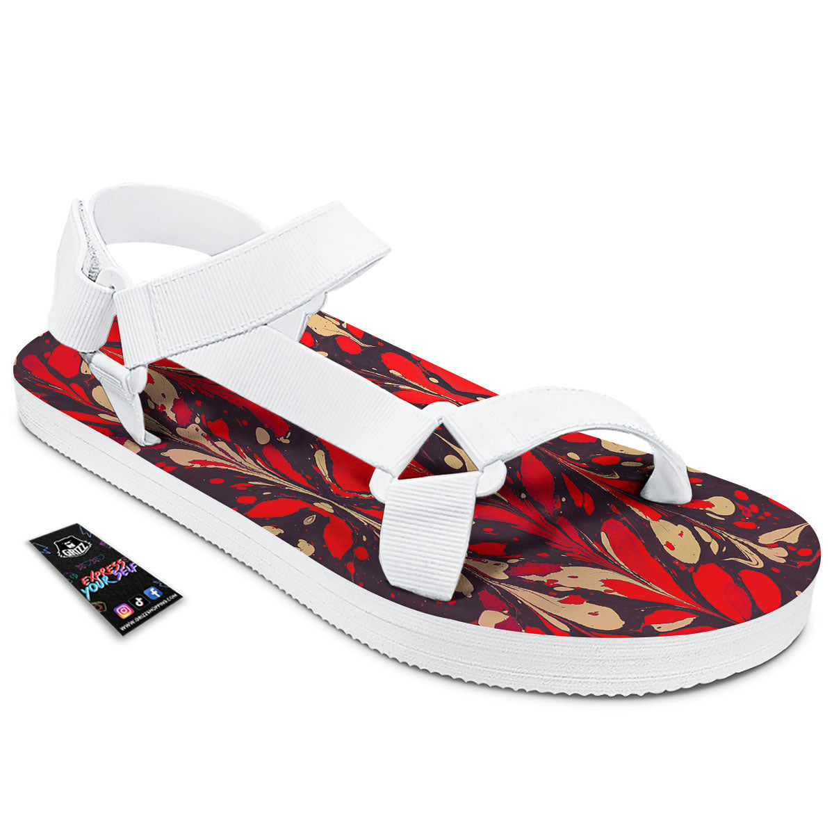 Formed Psychedelic Print Pattern White Open Toe Sandals-grizzshop