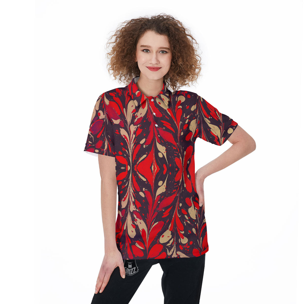 Formed Psychedelic Print Pattern Women's Golf Shirts-grizzshop