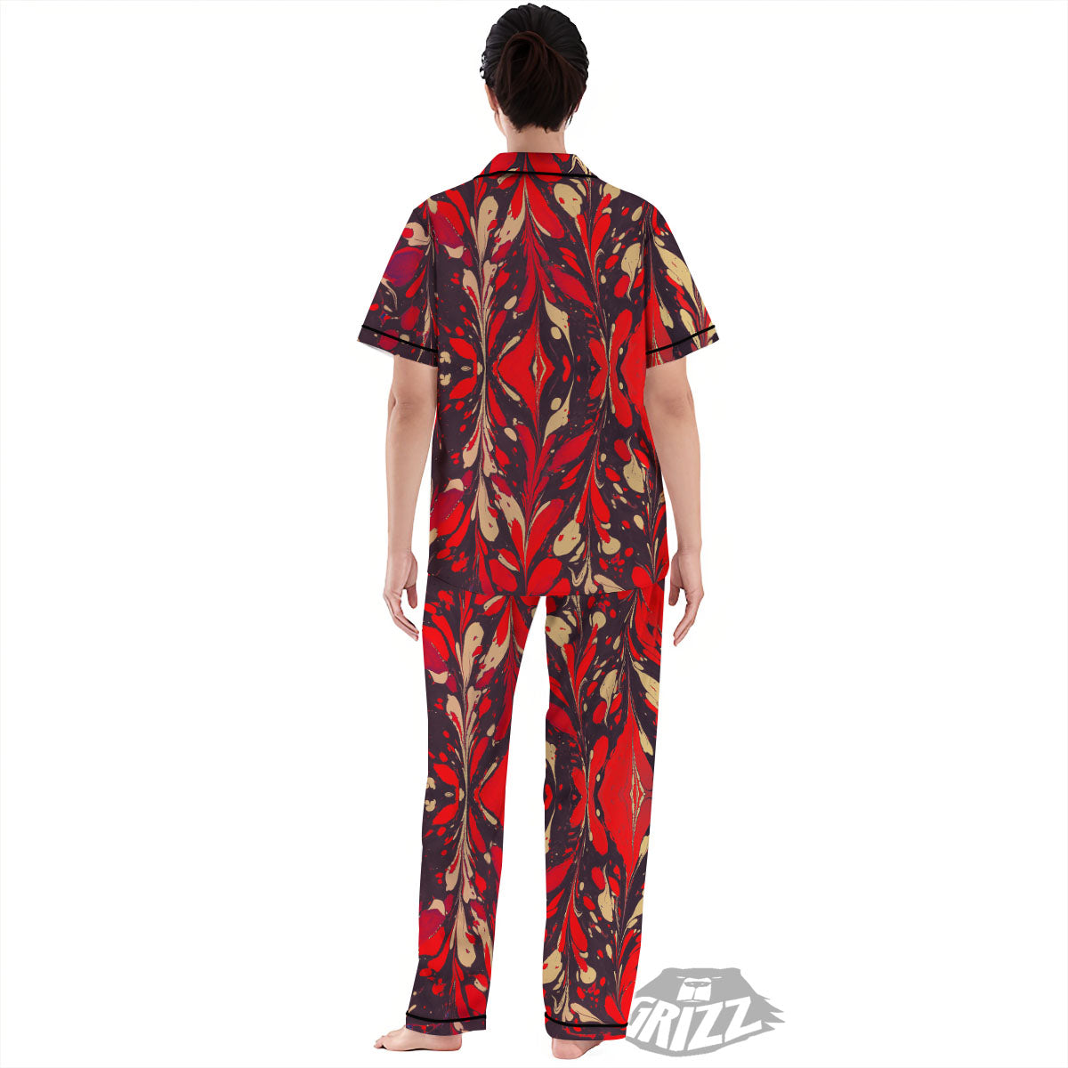 Formed Psychedelic Print Pattern Women's Pajamas Set-grizzshop