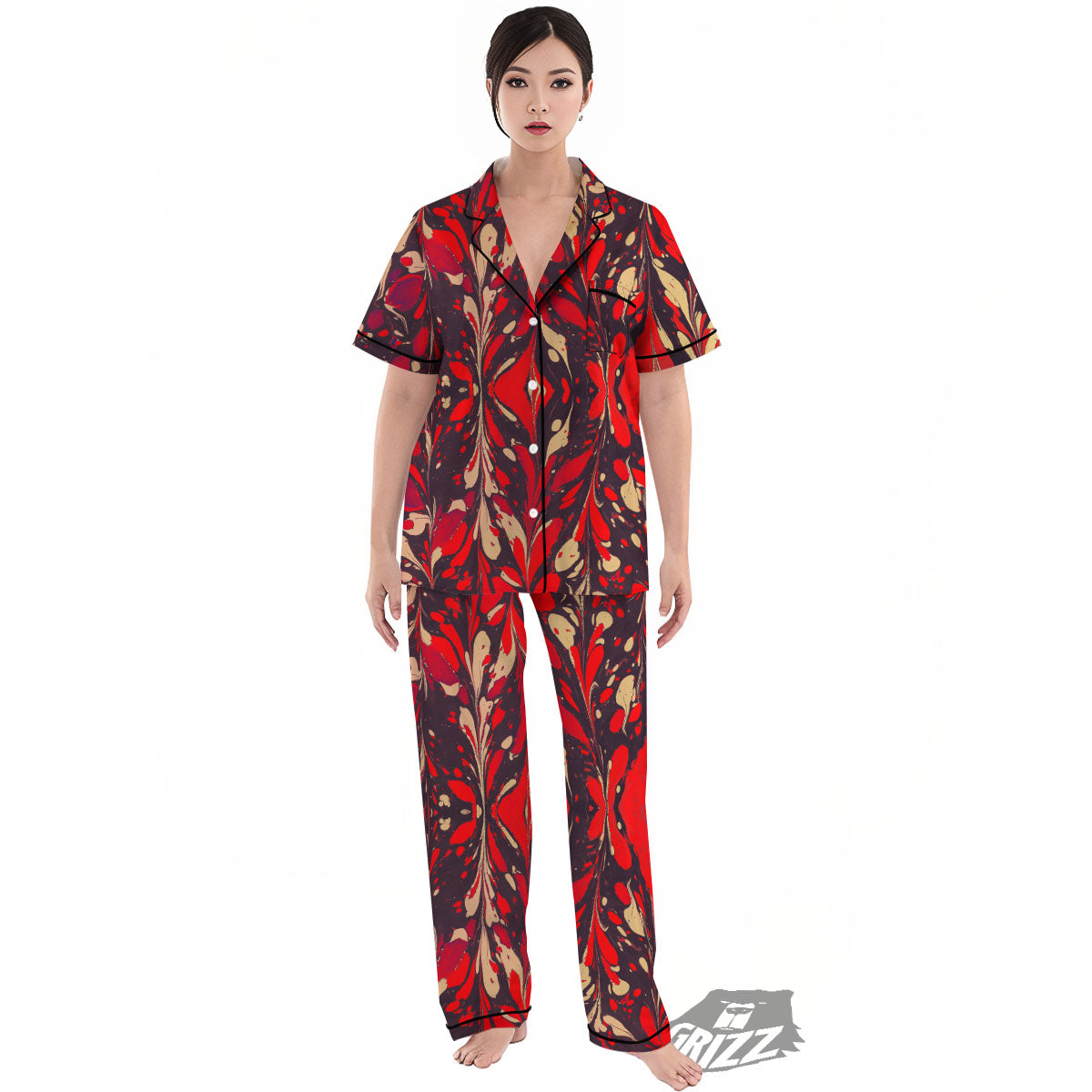 Formed Psychedelic Print Pattern Women's Pajamas Set-grizzshop