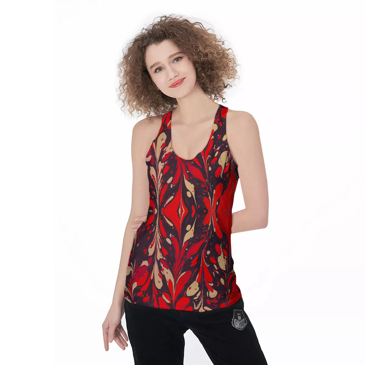 Formed Psychedelic Print Pattern Women's Racerback Tank Top-grizzshop