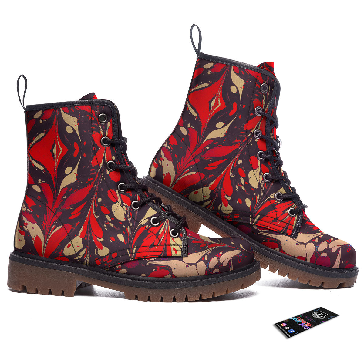 Formed Psychedelic Print Pattern Work Boots-grizzshop