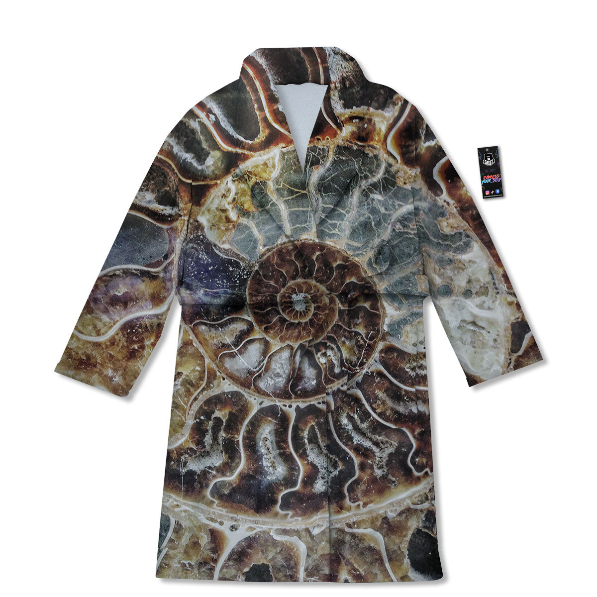 Fossil Ammonite Print Bathrobe-grizzshop