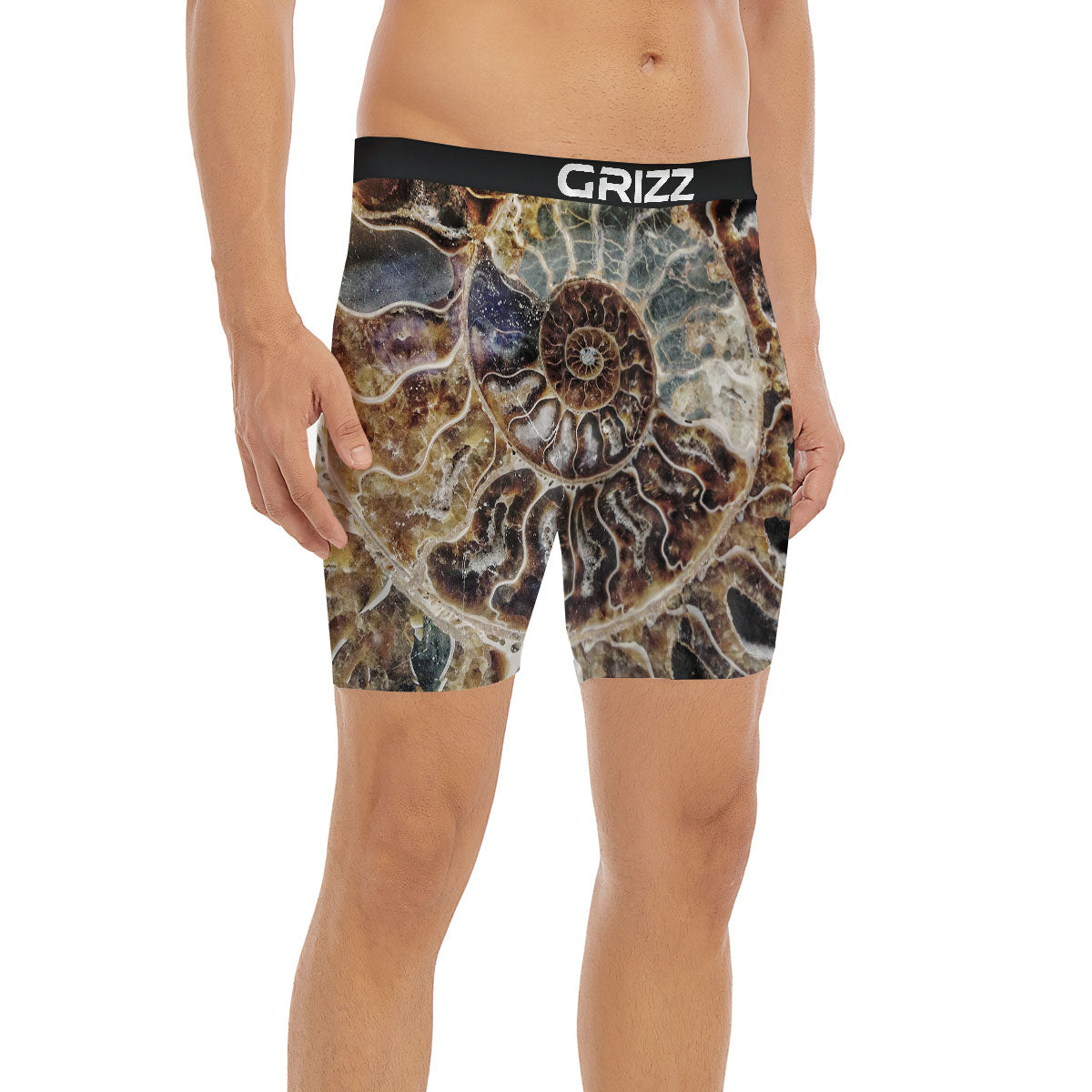 Fossil Ammonite Print Boxer Briefs-grizzshop