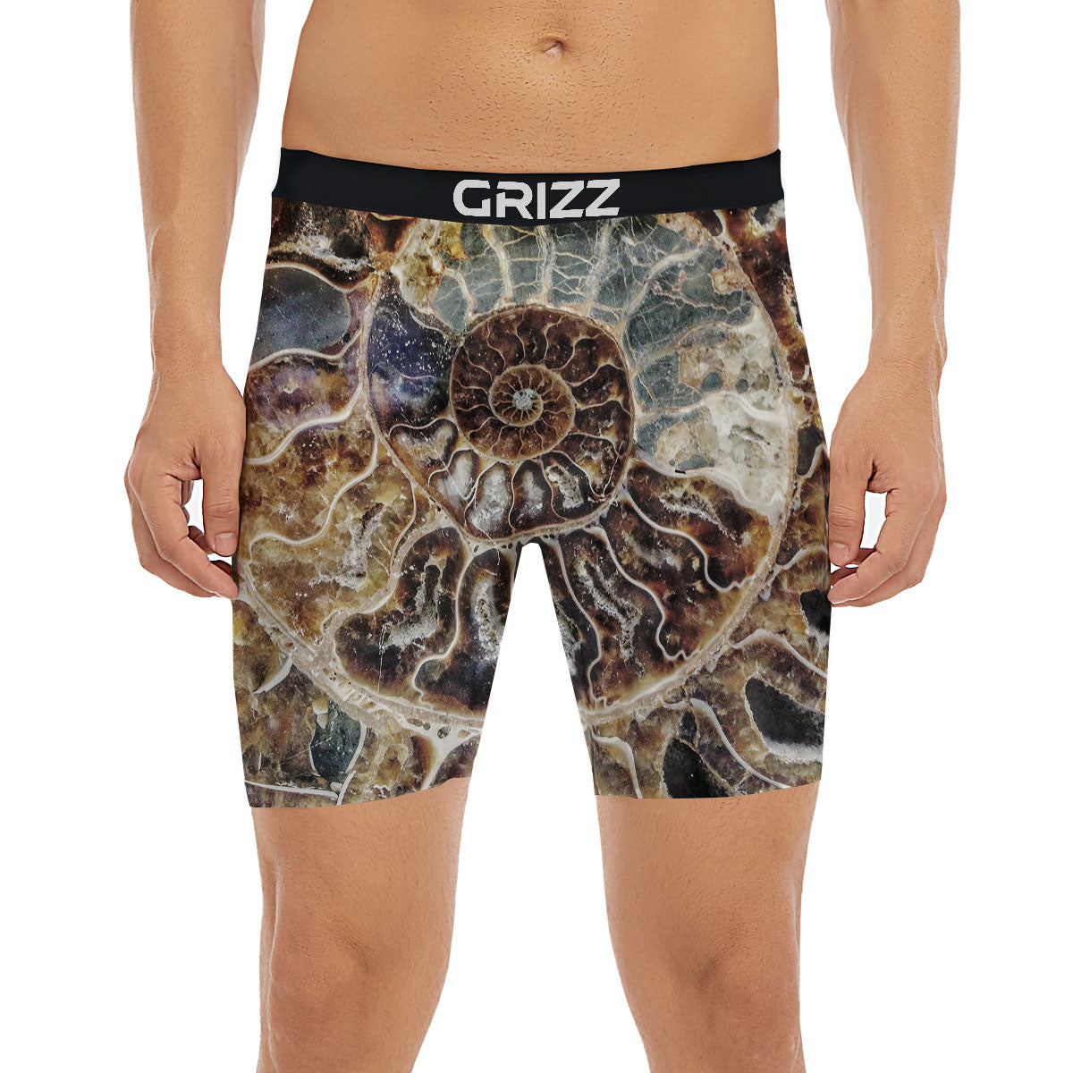 Fossil Ammonite Print Boxer Briefs-grizzshop