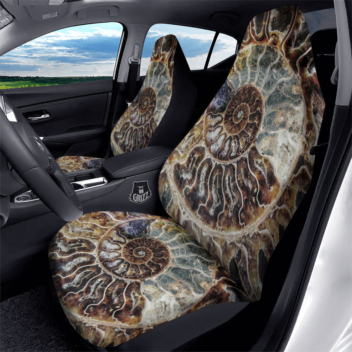 Fossil Ammonite Print Car Seat Covers-grizzshop