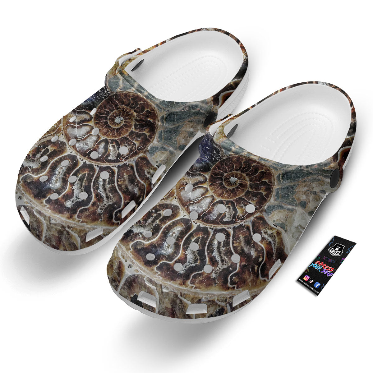 Fossil Ammonite Print Clog-grizzshop