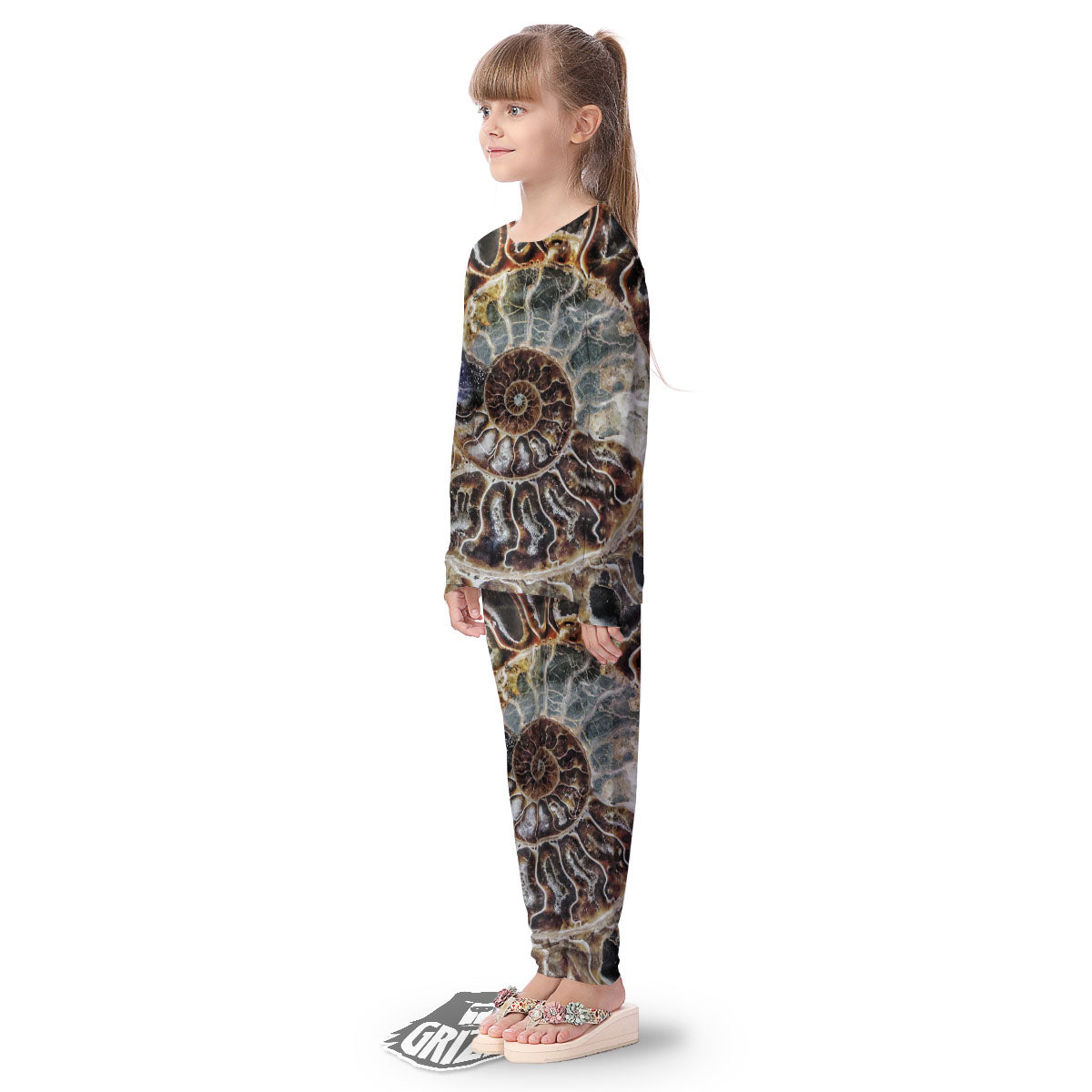 Fossil Ammonite Print Kid's Pajamas-grizzshop