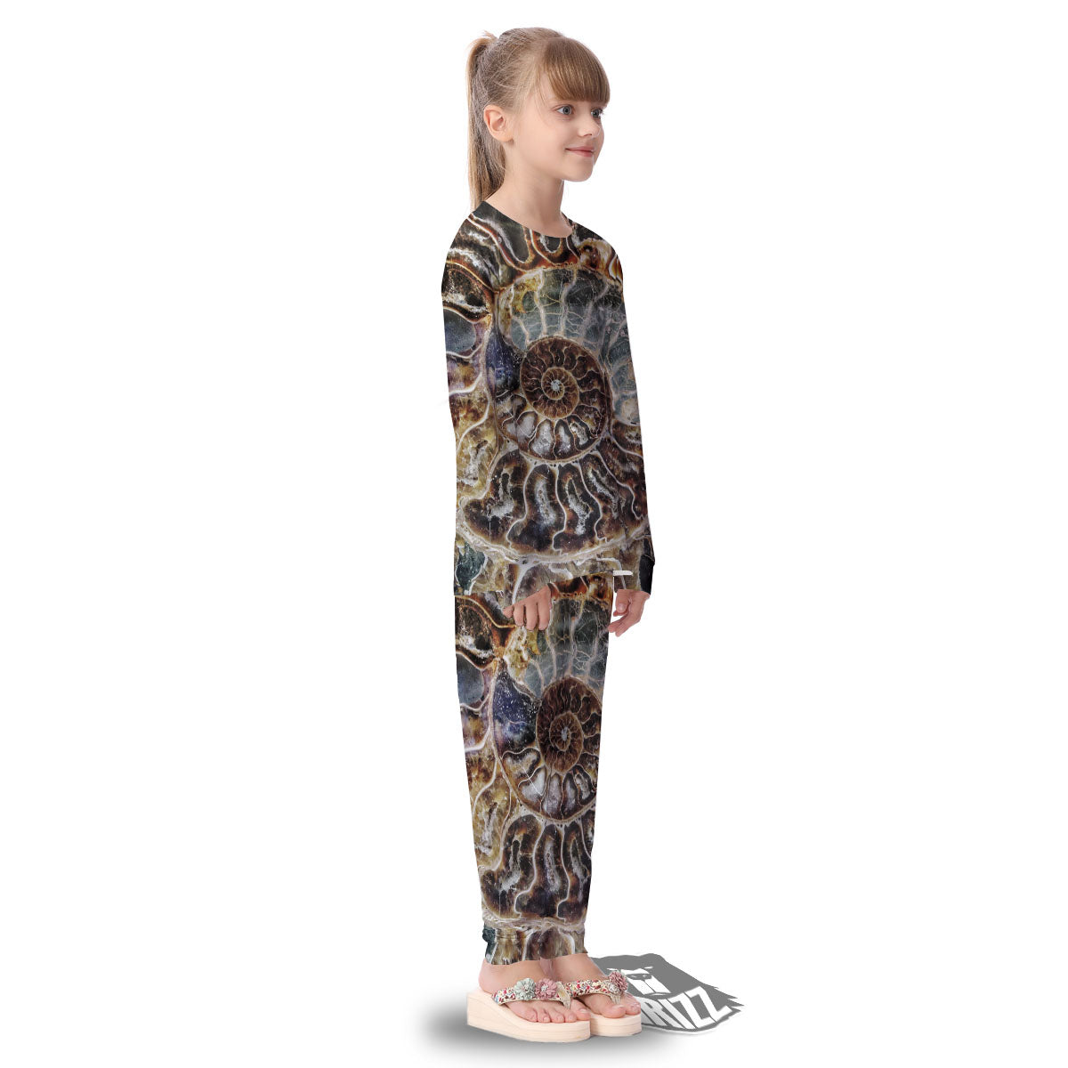 Fossil Ammonite Print Kid's Pajamas-grizzshop