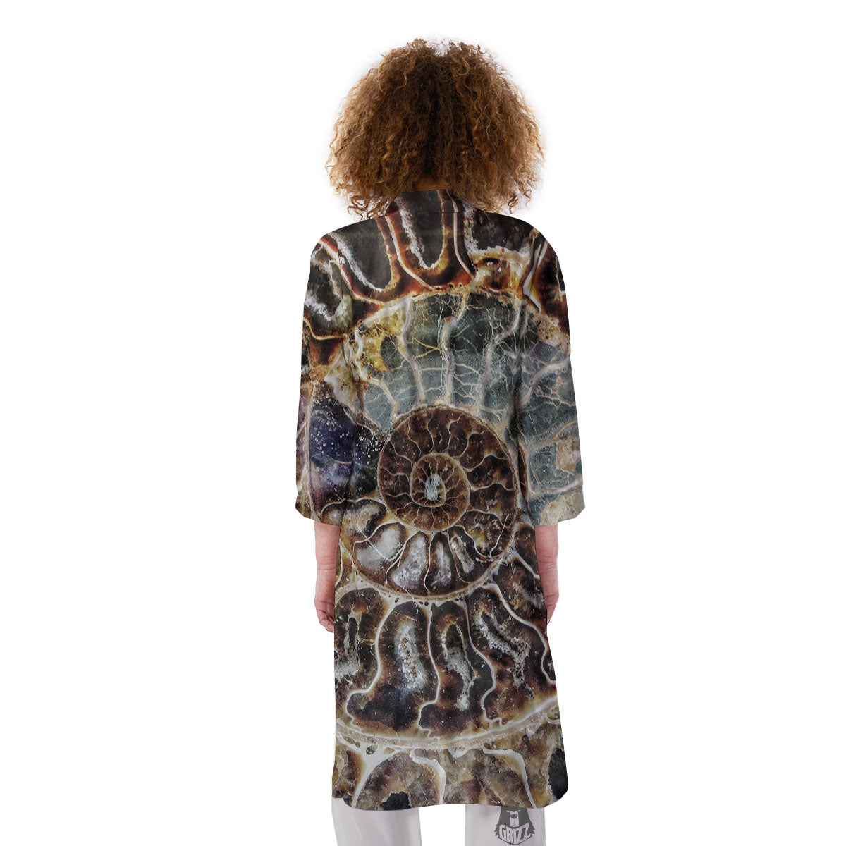 Fossil Ammonite Print Kimono-grizzshop