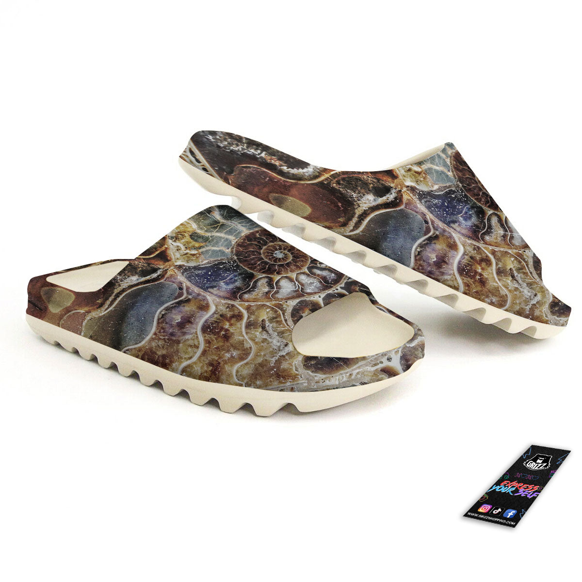Fossil Ammonite Print Sandals-grizzshop