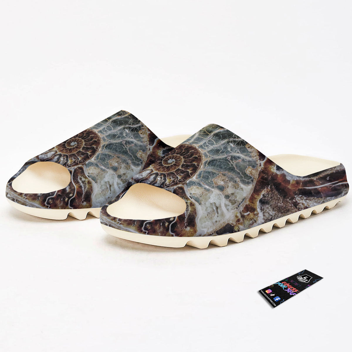 Fossil Ammonite Print Sandals-grizzshop