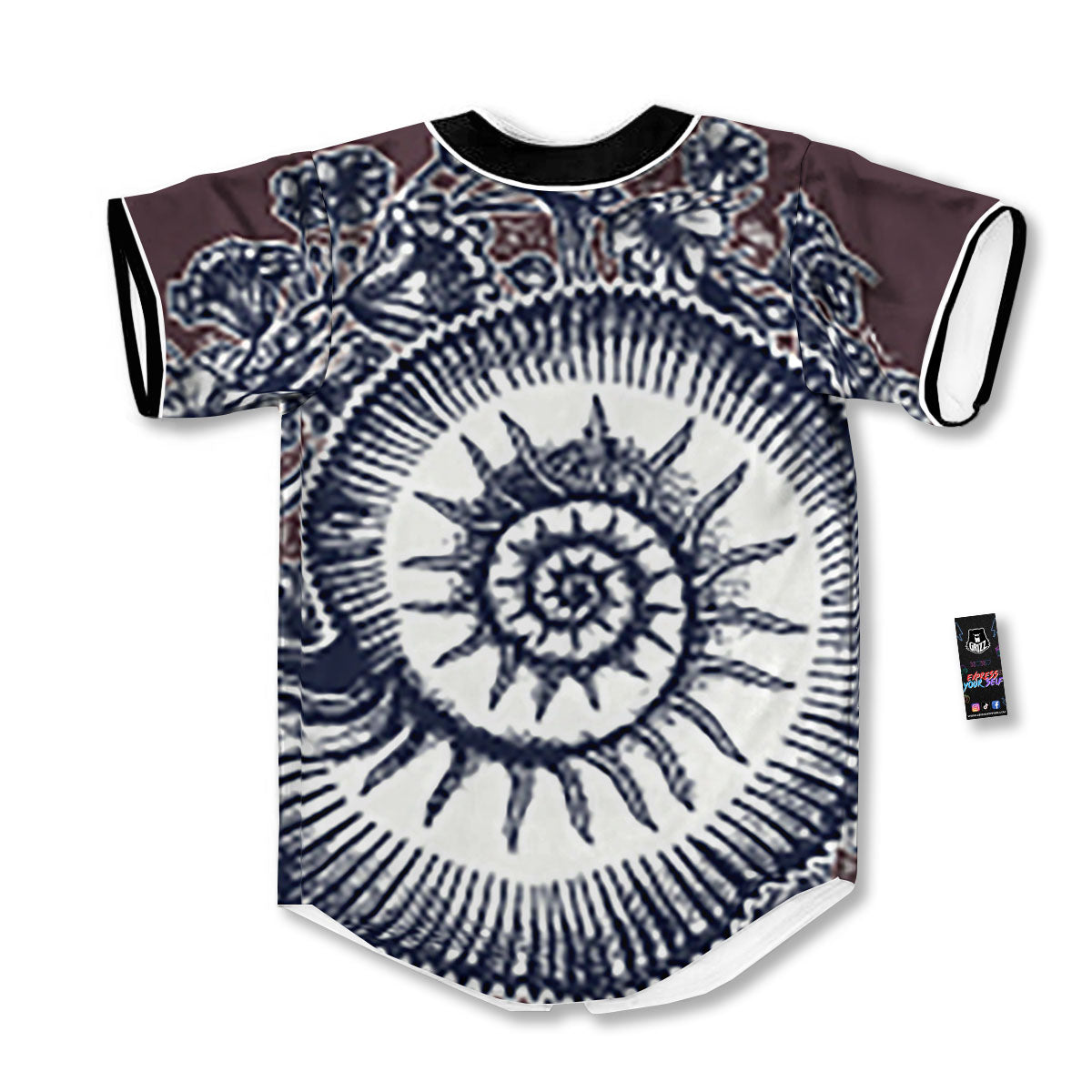 Fossil Ammonite Shell Print Baseball Jersey-grizzshop