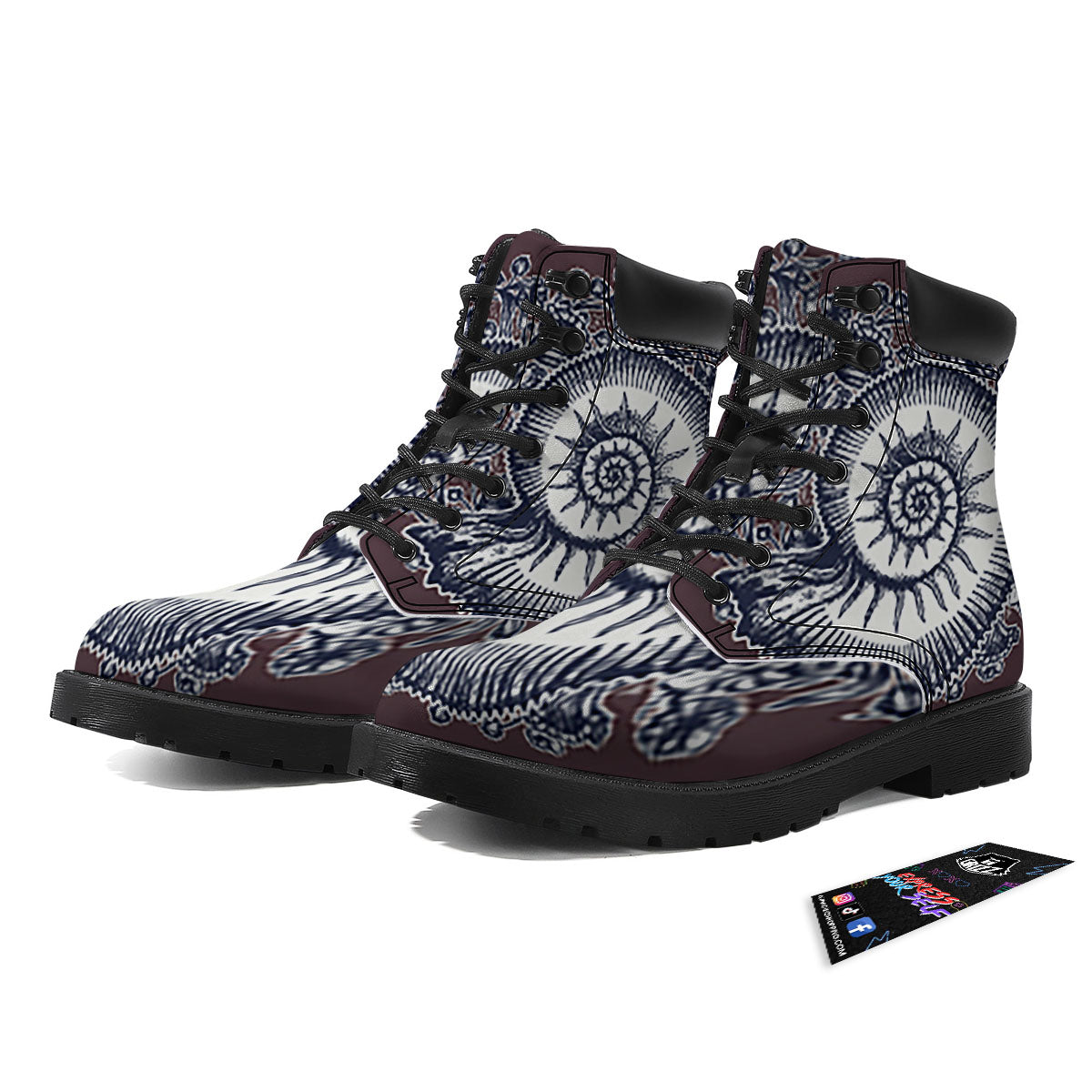 Fossil Ammonite Shell Print Boots-grizzshop