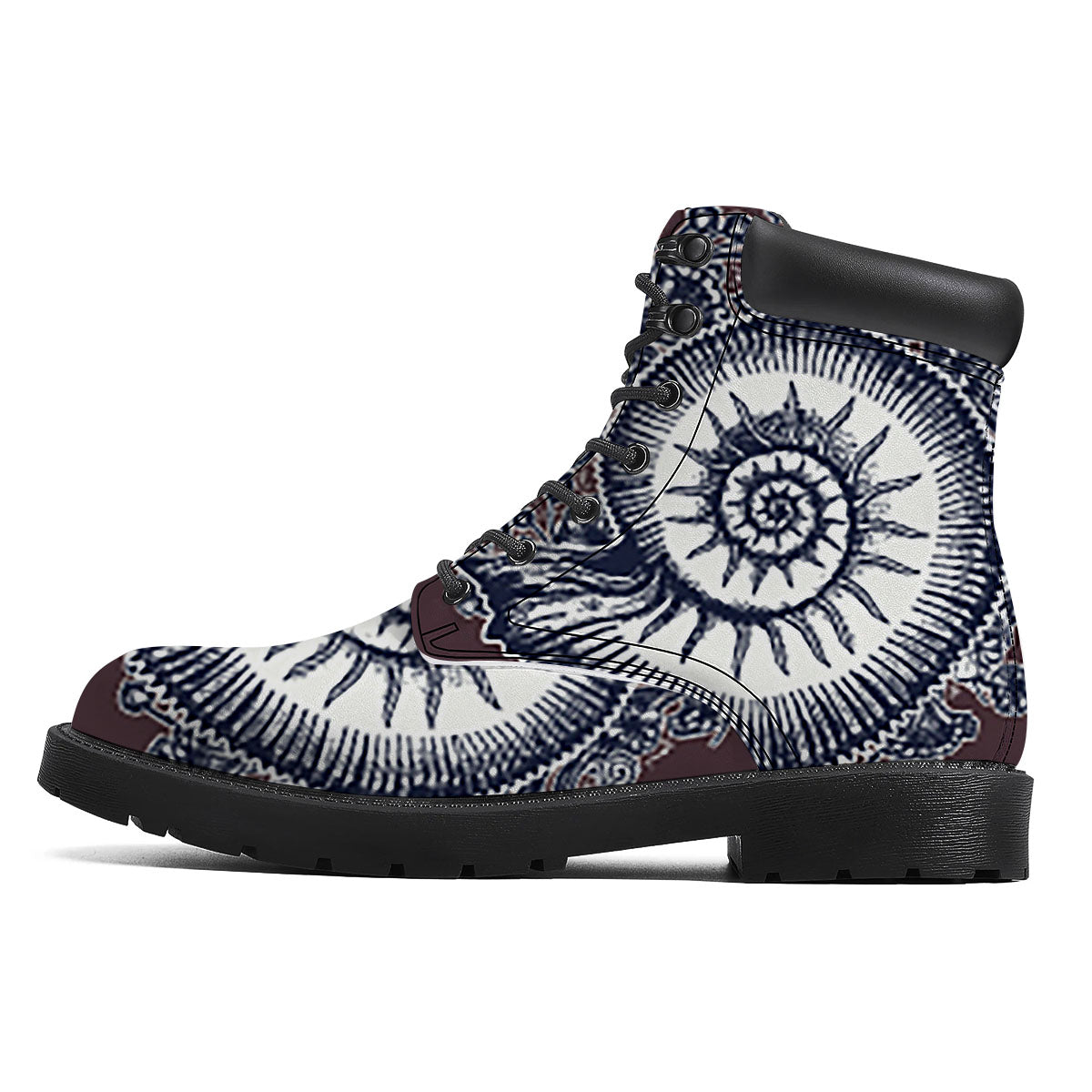 Fossil Ammonite Shell Print Boots-grizzshop