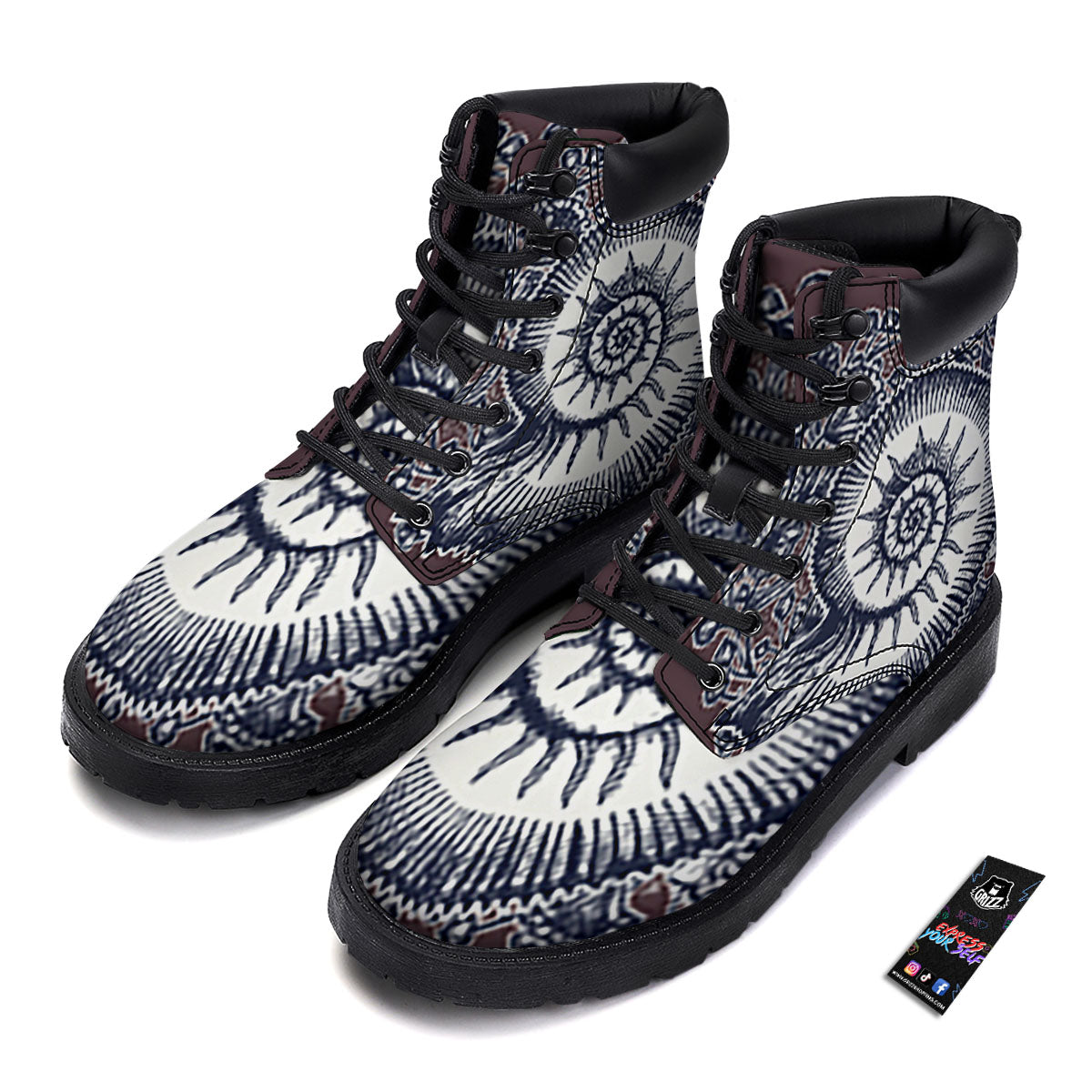 Fossil Ammonite Shell Print Boots-grizzshop