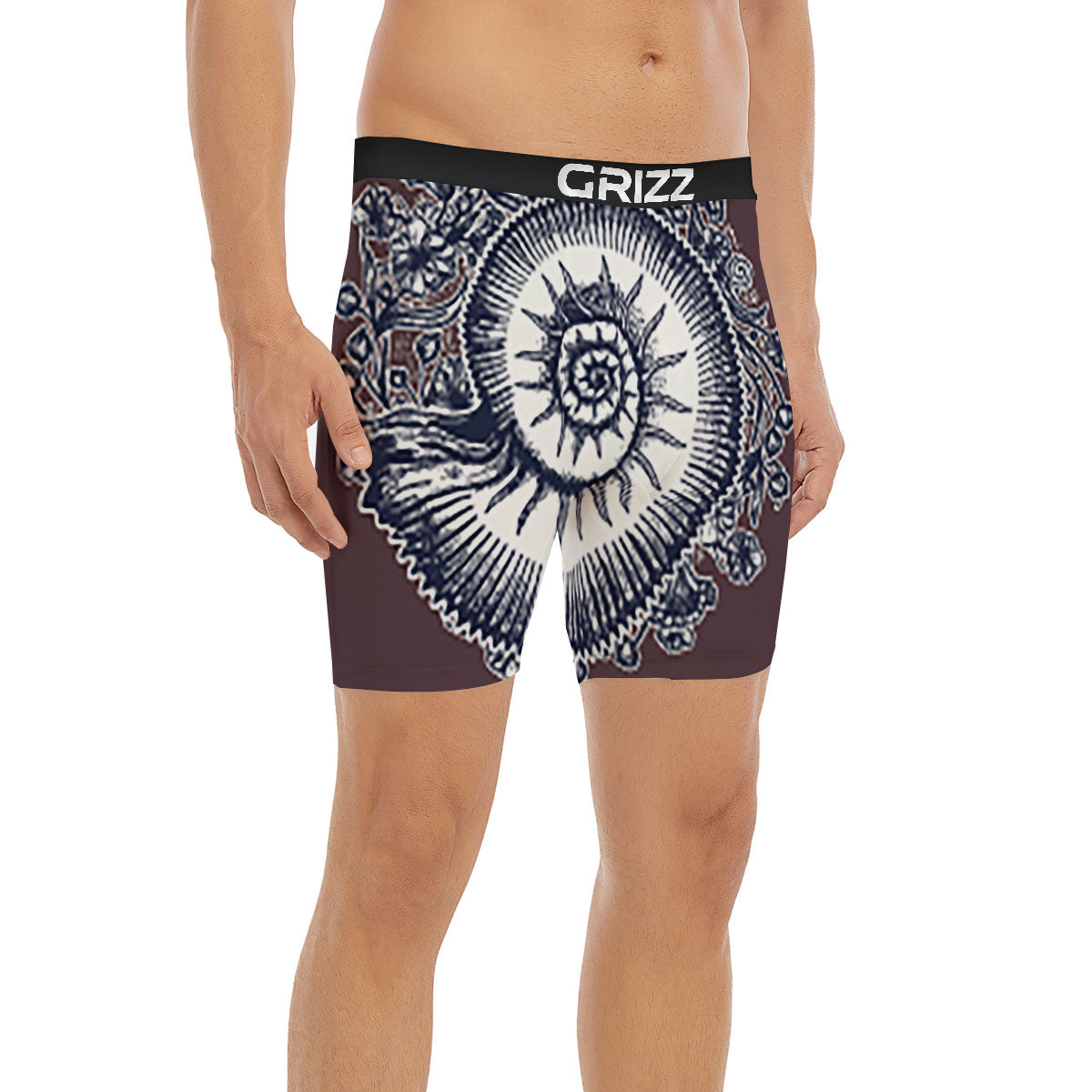 Fossil Ammonite Shell Print Boxer Briefs-grizzshop