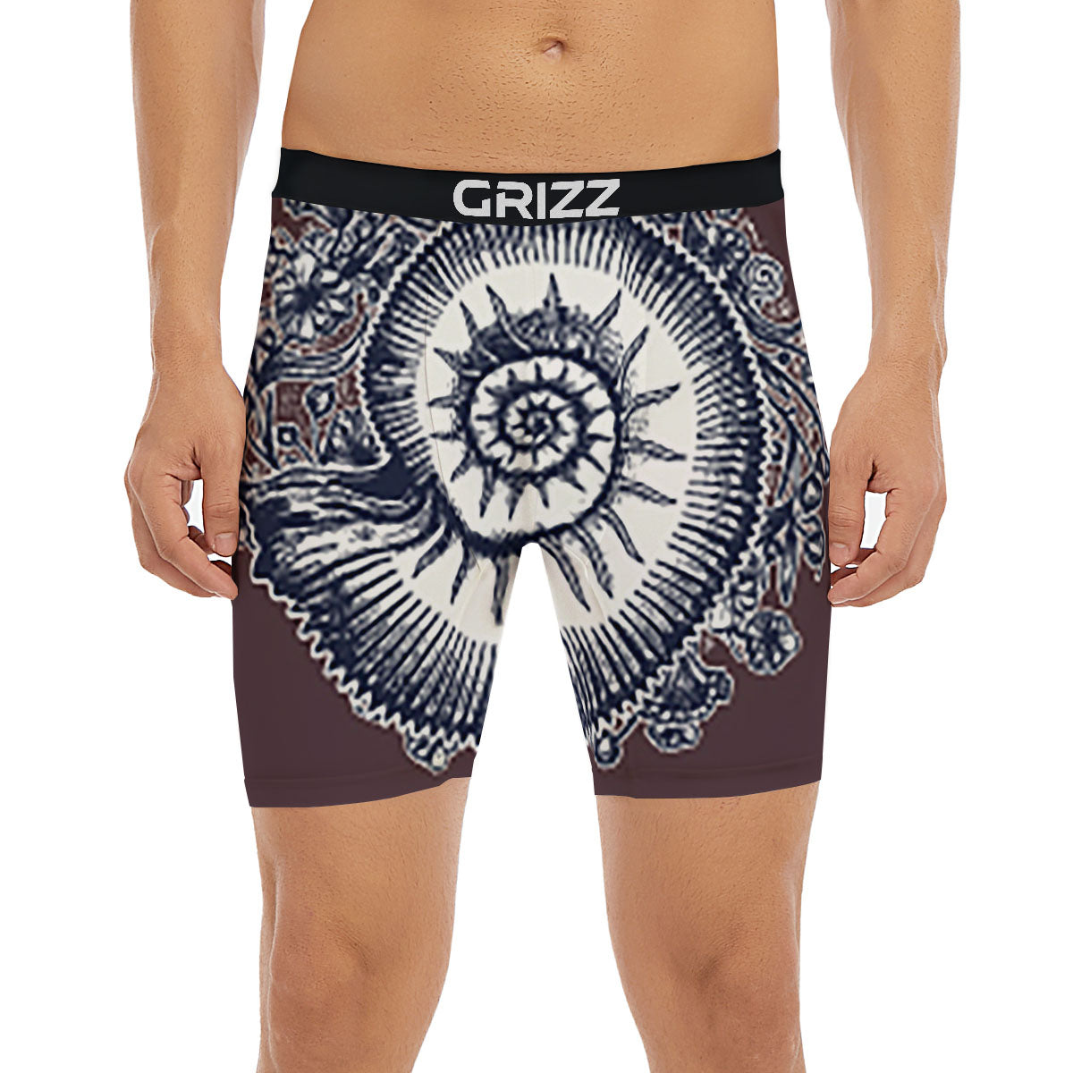 Fossil Ammonite Shell Print Boxer Briefs-grizzshop