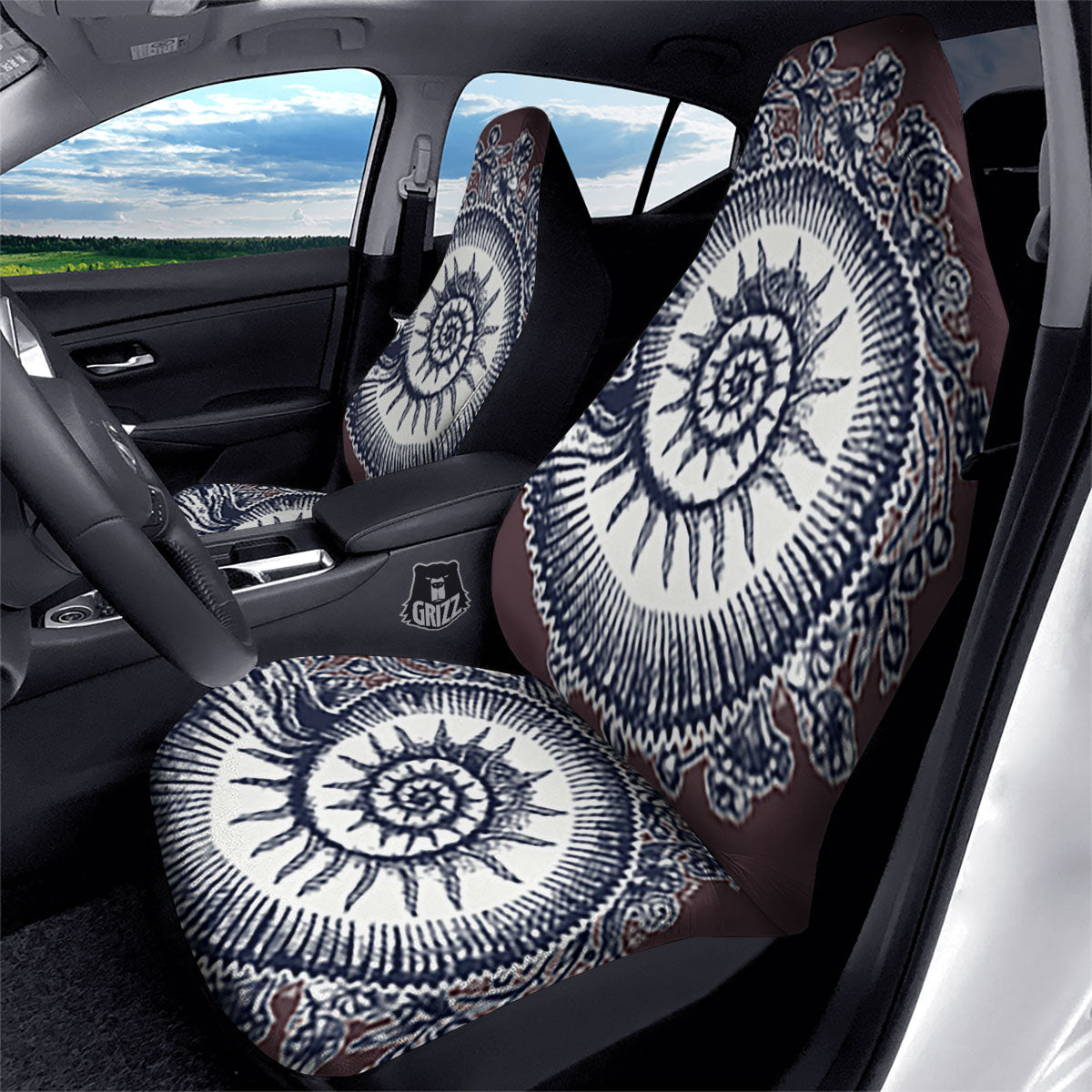 Fossil Ammonite Shell Print Car Seat Covers-grizzshop