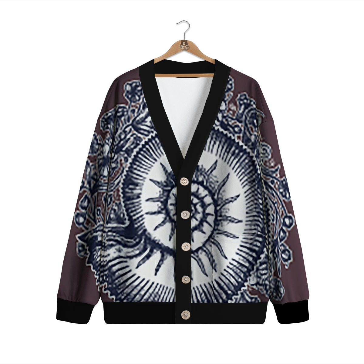 Fossil Ammonite Shell Print Cardigan-grizzshop