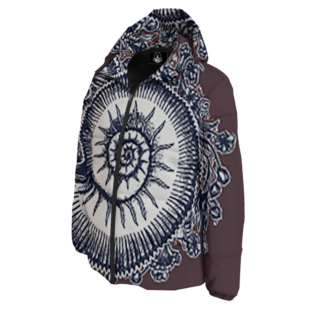 Fossil Ammonite Shell Print Down Jacket-grizzshop