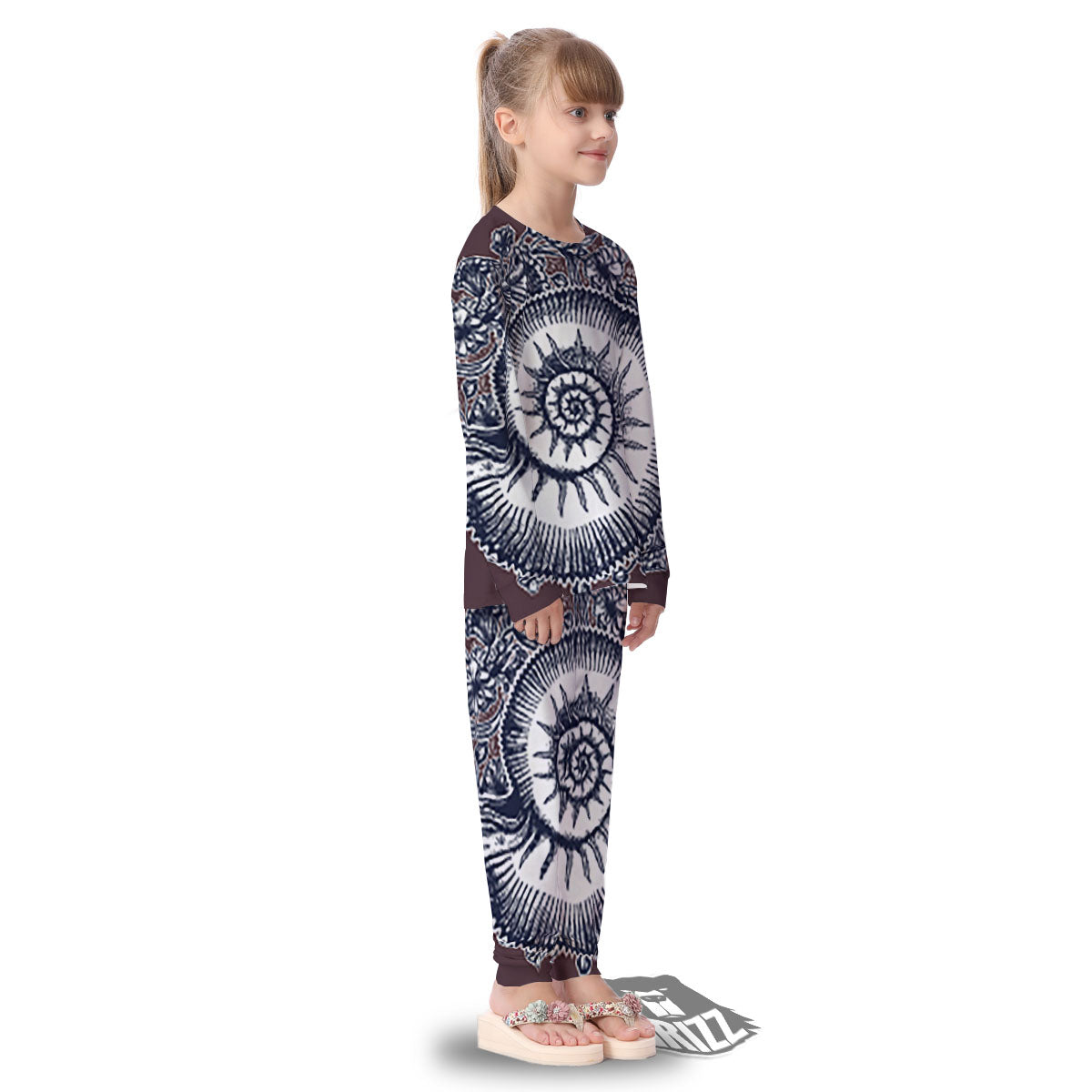 Fossil Ammonite Shell Print Kid's Pajamas-grizzshop