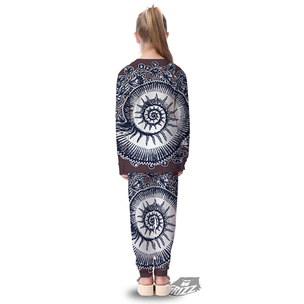 Fossil Ammonite Shell Print Kid's Pajamas-grizzshop